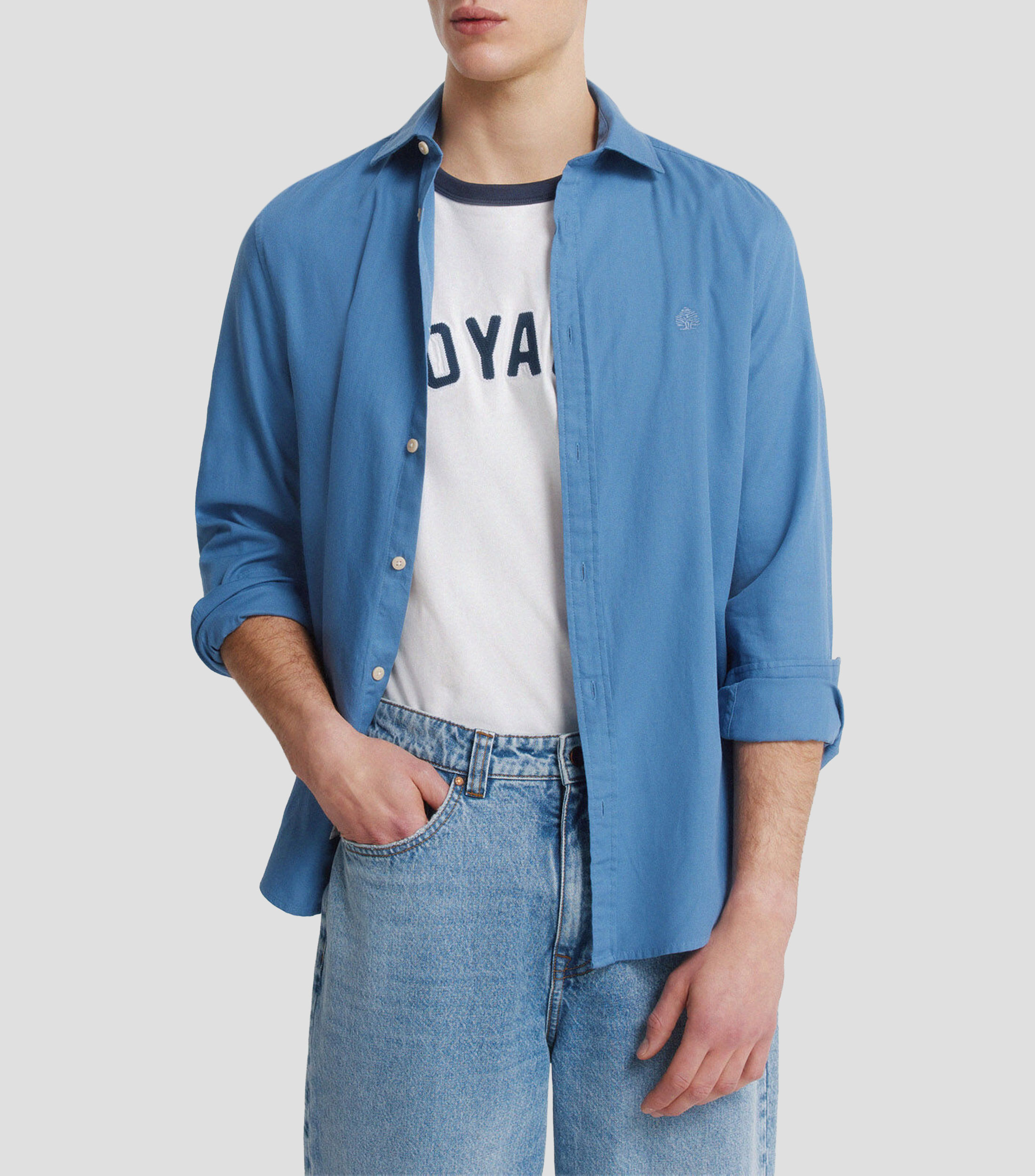 Camisa microdiseño manga larga Hombre